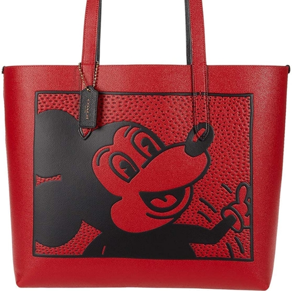 New with tags Coach keith haring mickey mouse disney highline tote red - Picture 1 of 3